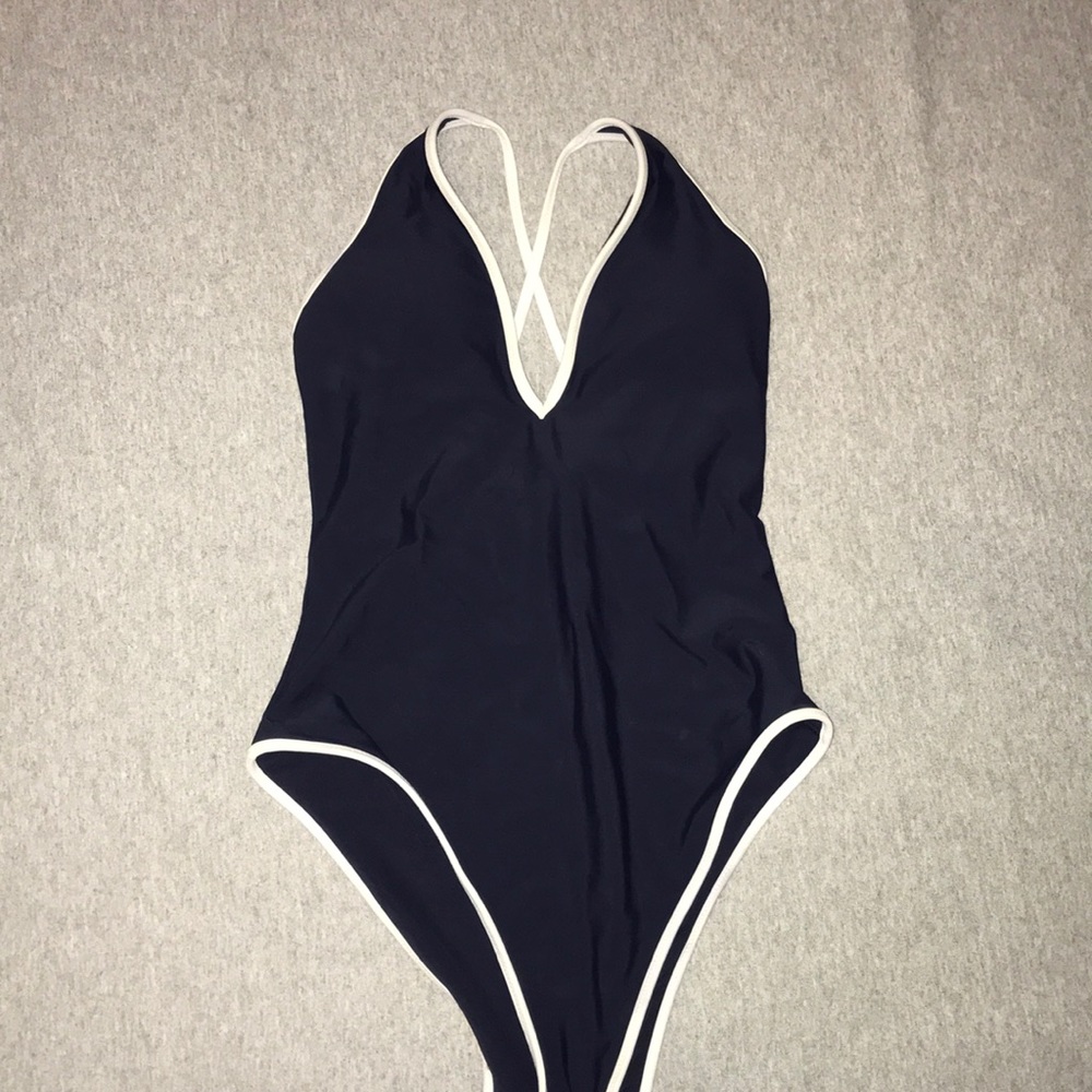 Aerie navy and white one piece